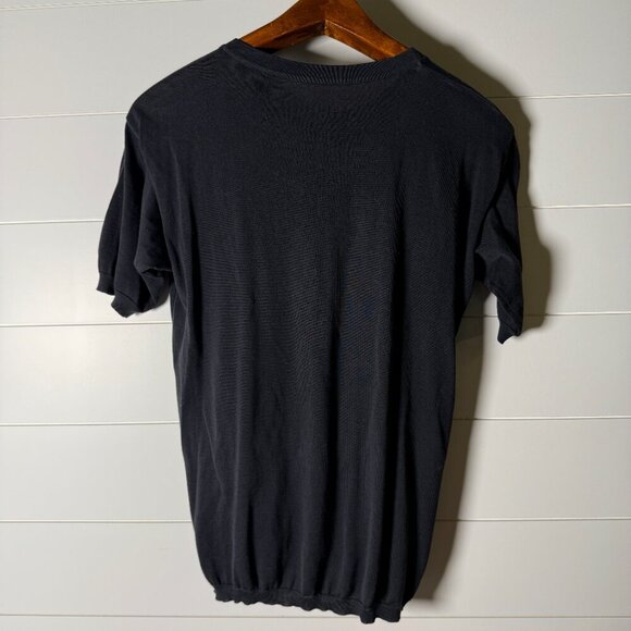 Malo Cardigan Button Down & Short Sleeve Sweater Twin Set Black 100% Cotton Sz M - Picture 14 of 14